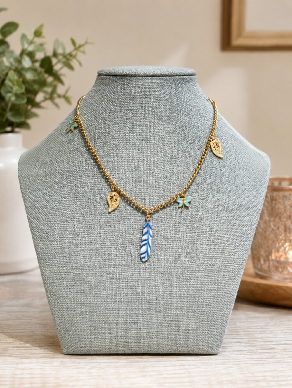 ✨ One-of-a-Kind Upcycled feather Charm Necklace ✨